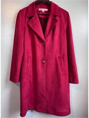Kenneth Cole Women's Red Wool-Blend Single-Breasted Coat! (s)